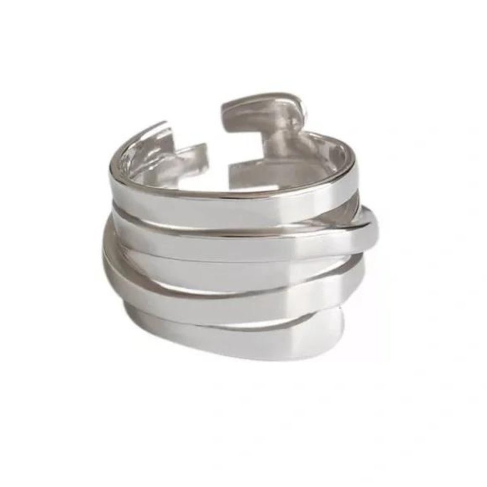 NEW 925 STERLING SILVER ADJUSTABLE MULTILAYER RING, BEAUTIFUL RING, SHINY RING. - Picture 4 of 4